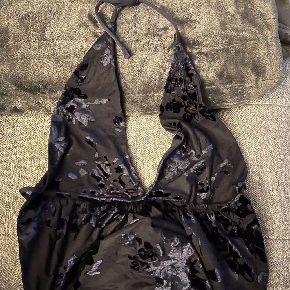 Garage Black Floral Halter Top
